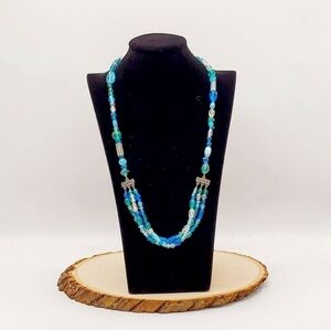 Multi-strand blue Statement Necklace